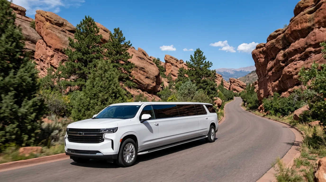 Timnath white Chevy Suburban 20 passenger stretch limo